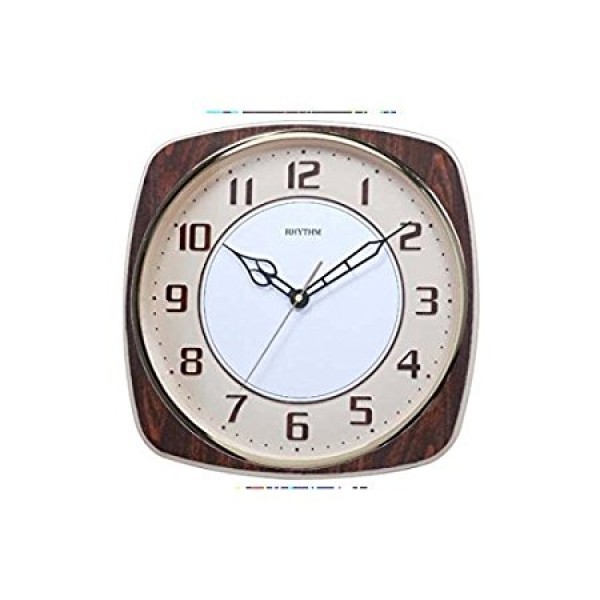 Rhythm Value Added Wall Clock Woodgrain Case,3D Numerals,Silent Silky Move Analog(33.0x33.0x4.0cm)
